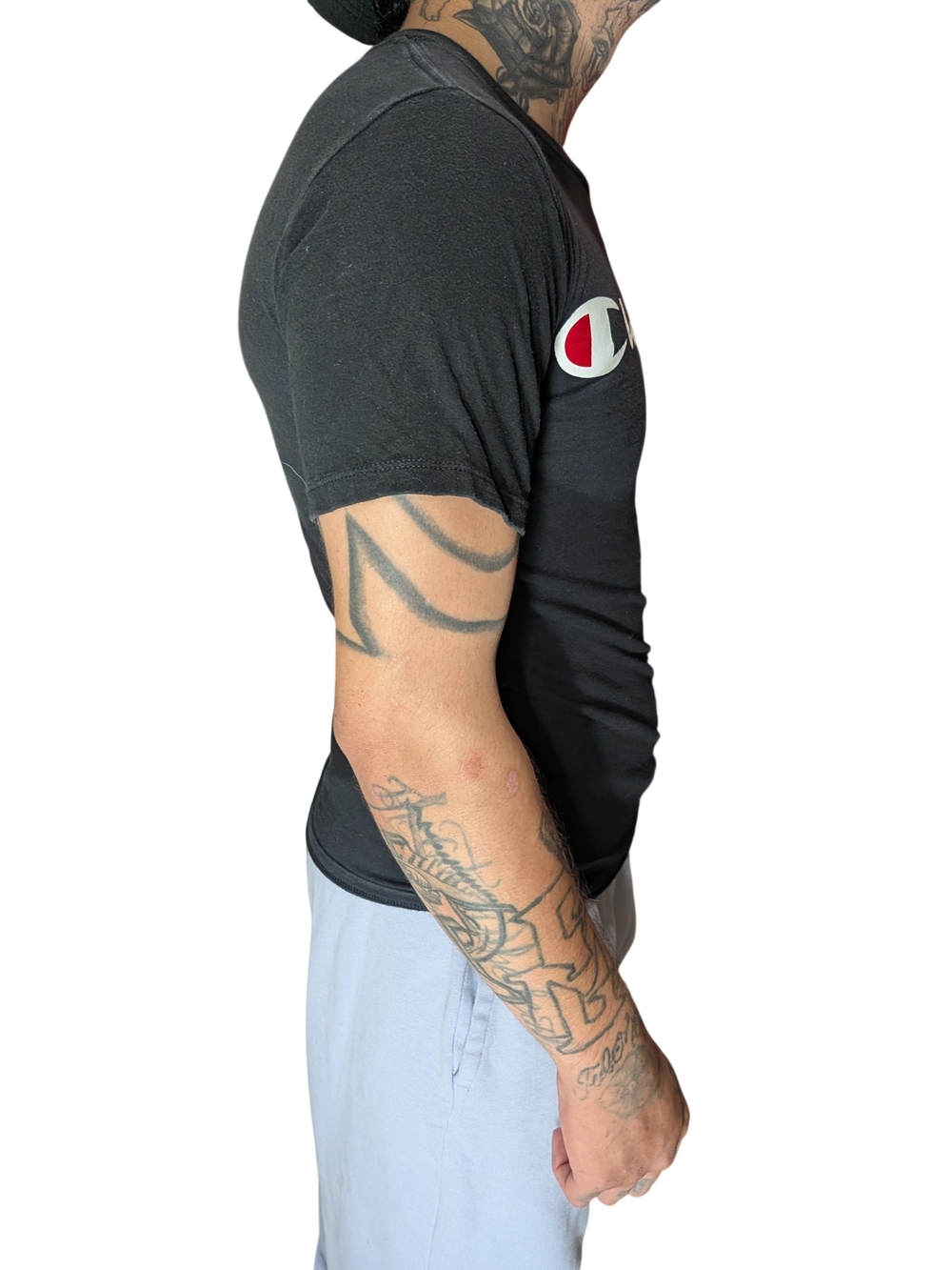 Champion Men's Black Script Logo Short Sleeve T-Shirt Size XS - Picture 2 of 5